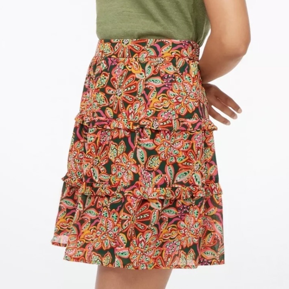 J.Crew Factory Women S Preppy Floral Verte Fern Canyon Tiered Mini Skirt NWT
